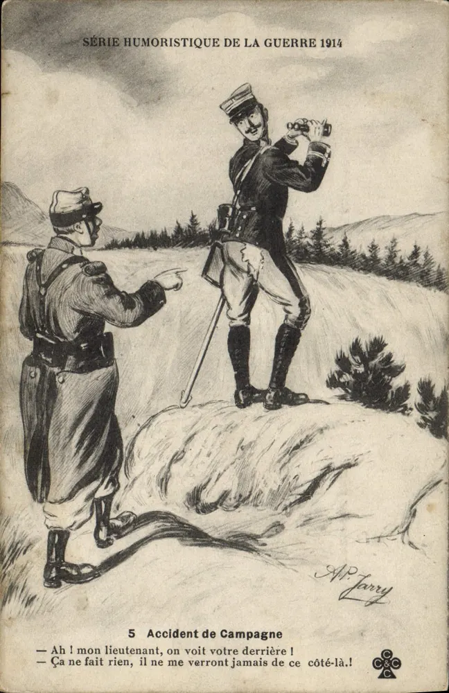 Acidente de Campo — Série Humorística da Guerra de 1914 — A.P. Jarry, n°5 - Frente