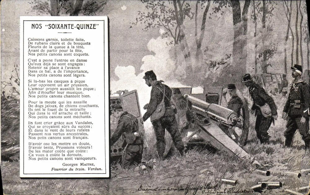 Nossos "Soixante-Quinze" — Poema de Georges Maître — Ilustração de Georges Lecocq — Publicado pela Illustration - Frente