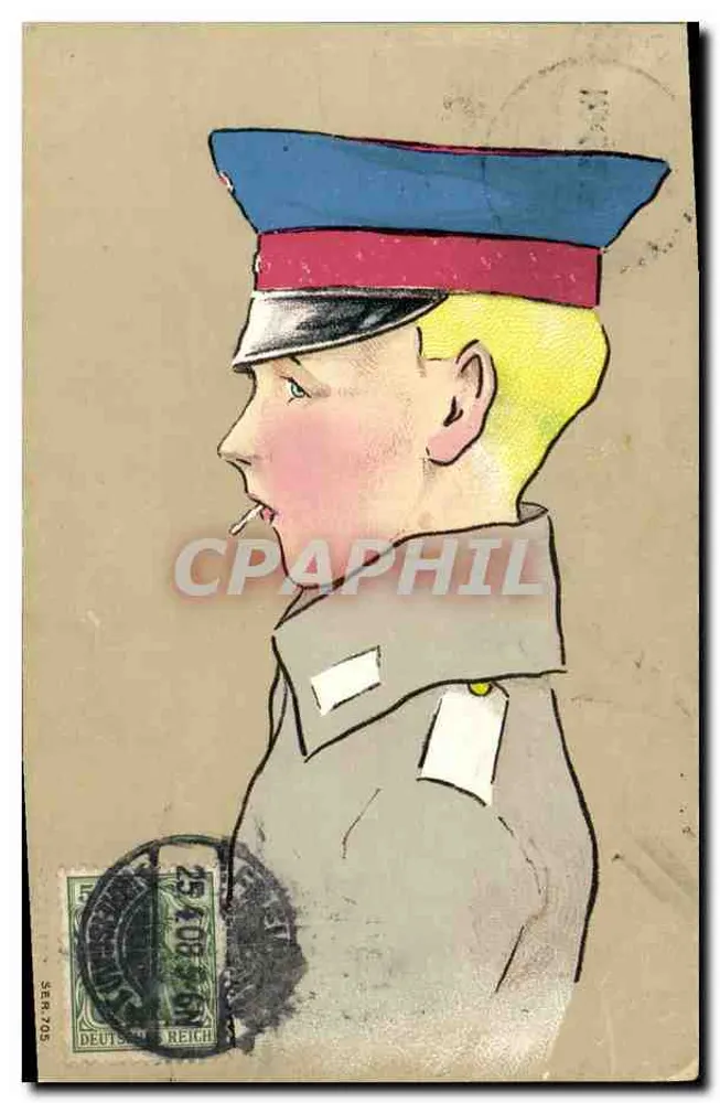 Soldat niemiecki w mundurze — ilustracja kolorowana — wydawca nieznany, seria SER.705 - Awers