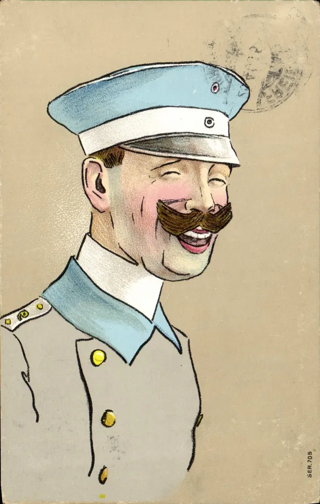 Uśmiechnięty żołnierz — karikatura — seria SER 705 - Awers