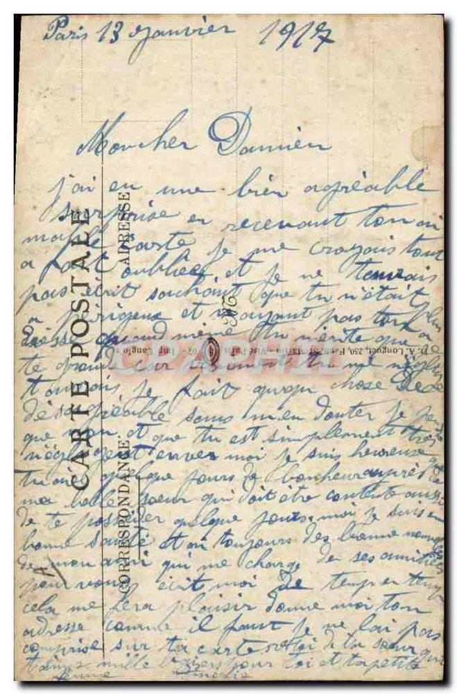 Artillerie — Soldat français en tenue d'artillerie près d'un canon — G. Sarrazin, n°7 - Verso