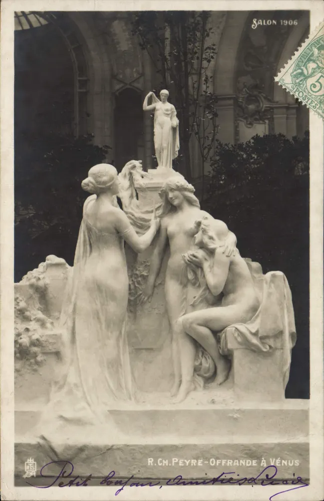 Salon 1906 — Beeldhouwwerk van R. Ch. Peyre offerend aan Venus — Uitgever Raphael Tuck & Fils, Nr. 95 - Voorkant