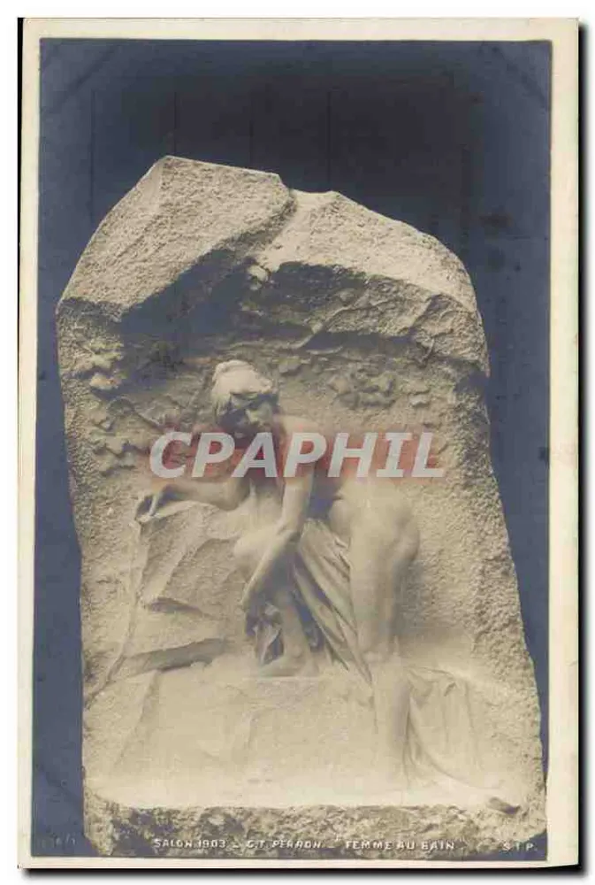 Frau im Bad — Skulptur von G. Perron — Salon 1903 — Verlag S.T.P. - Vorderseite