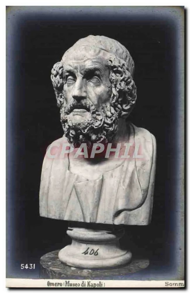 Ómero — Busto no Museu de Nápoles — Sommei - Frente