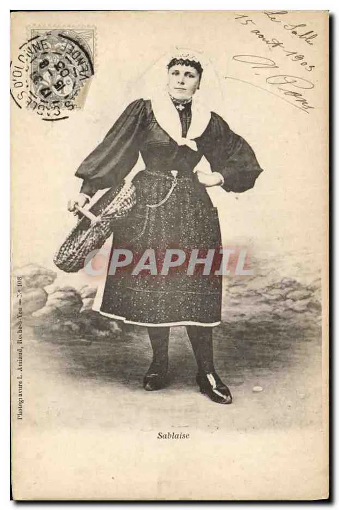 Sablaïse — mulher em traje tradicional — Fotógrafo L. Amaiau, Roches-Neu - Frente