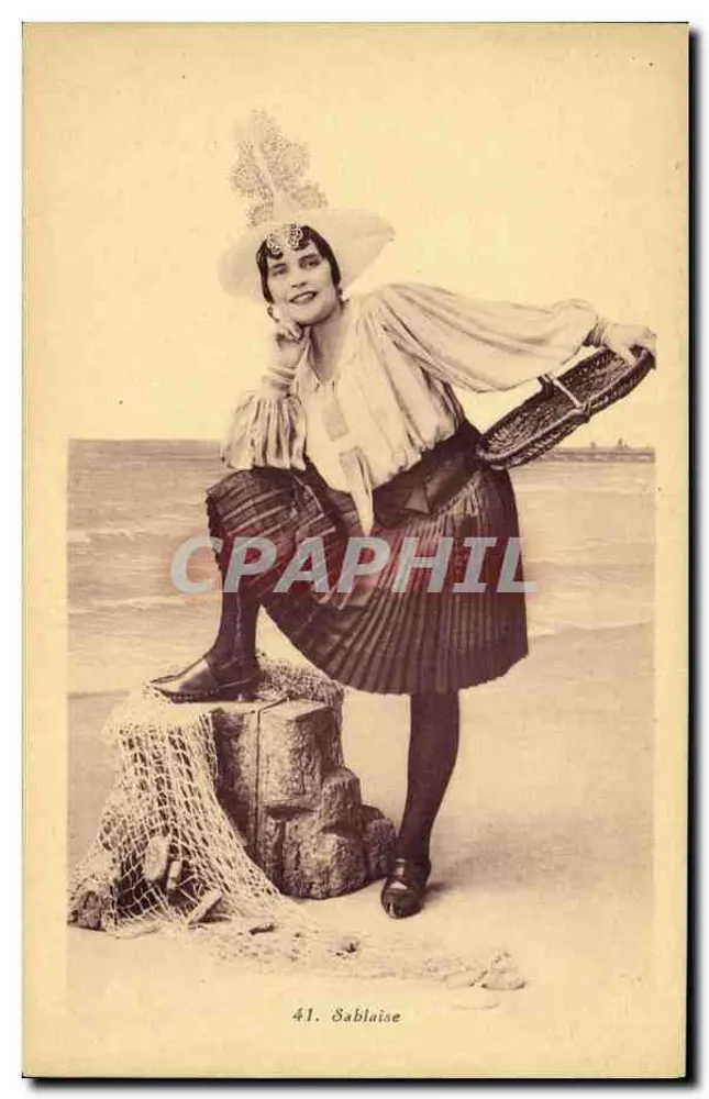 Sablaïse — mulher em traje de pescadora — Phototype Jéhily-Lopin, Montagne - Frente