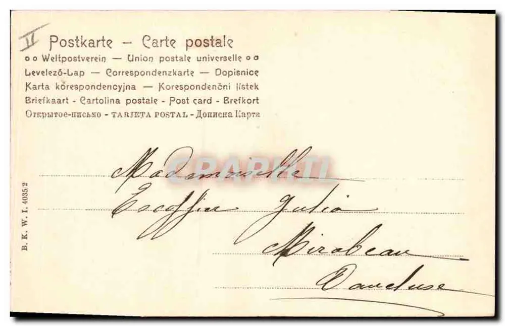Frau mit Schaf — ländliche Szene — Verlag B.K.W.L. n°4083 - Rückseite