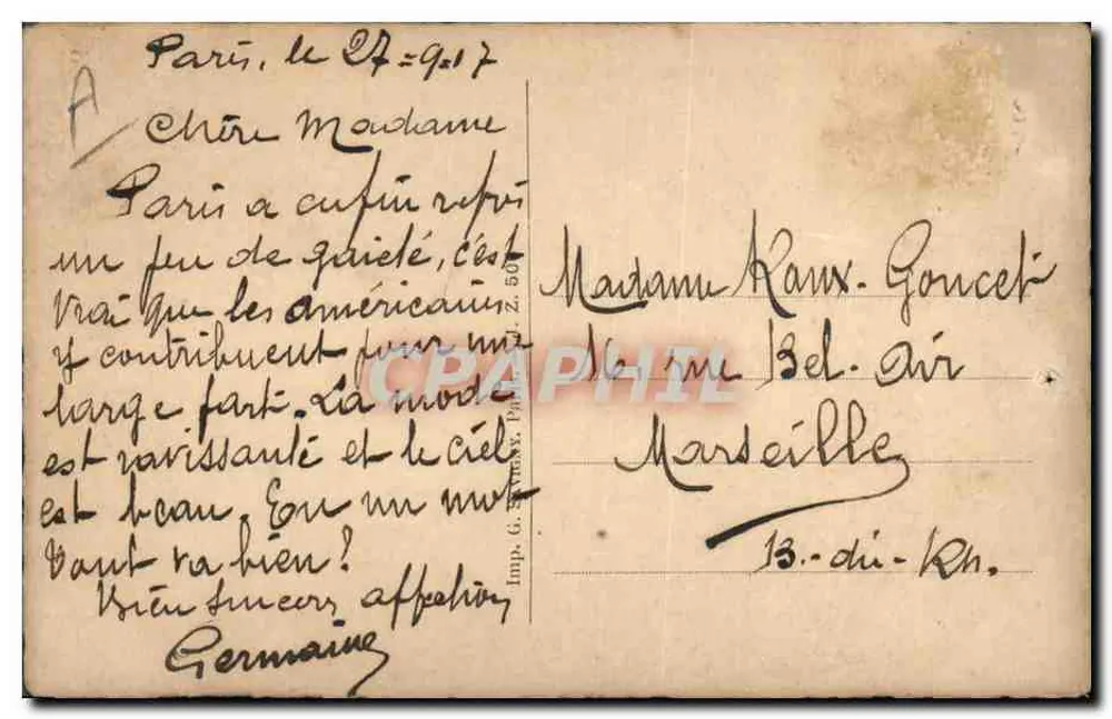 Zwei Frauen in zeitgenössischen Kleidern — signierte Illustration 'mili' — Verlag Imp. G. Zanetti, n° Z. 500 - Rückseite