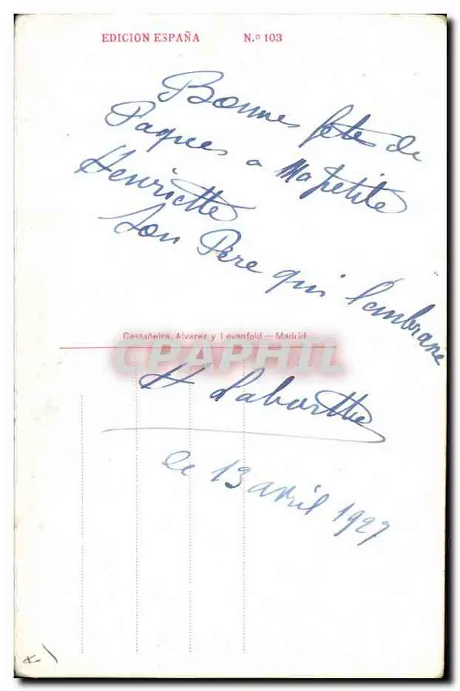Frau im verzierten Schleier — Rosen — spanische Ausgabe Nr. 103 - Rückseite