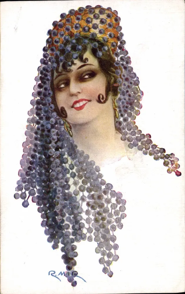 Frau mit Traubenklumpen-Schleier — R. MIR — Editionen Victorio N. Coll Salleti, Barcelona - Vorderseite