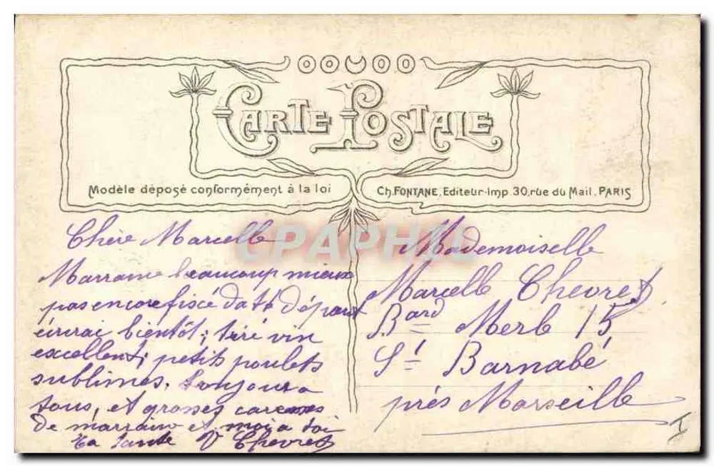Arranjo de malmequeres — editor Ch. Fontaine, Paris, n° de série não visível - Verso