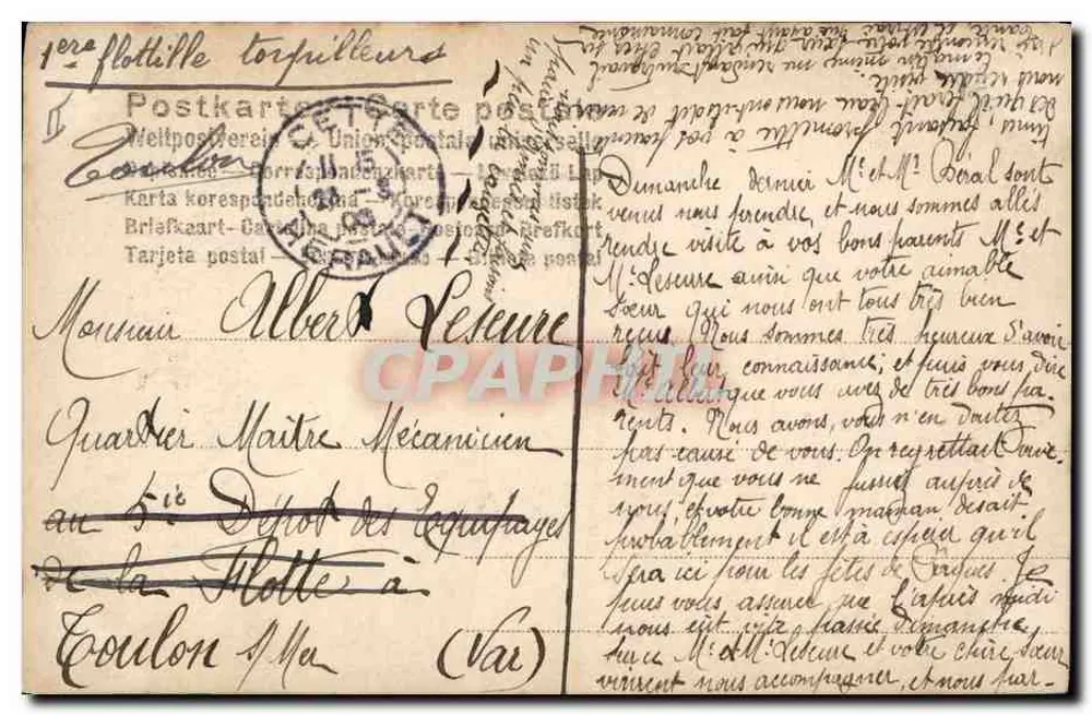 Vrouw in roze jurk die een liert speelt — uitgever A.L. n°350 - Achterkant