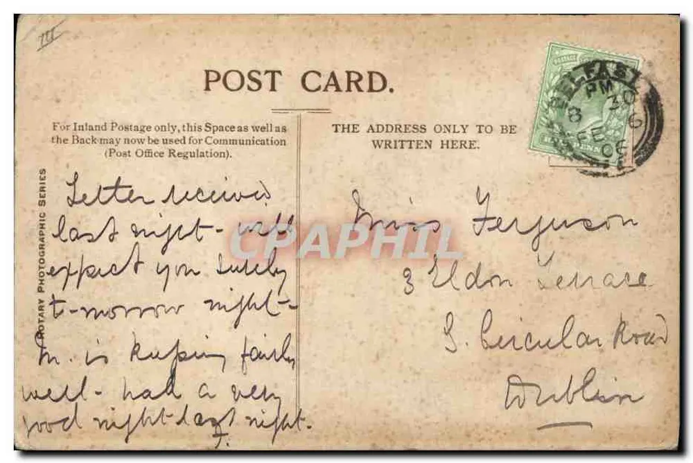 Miss Julia Neilson et Mr Fred Terry — portraits séparés — Rotary Photo. E.C. 3463 - Verso