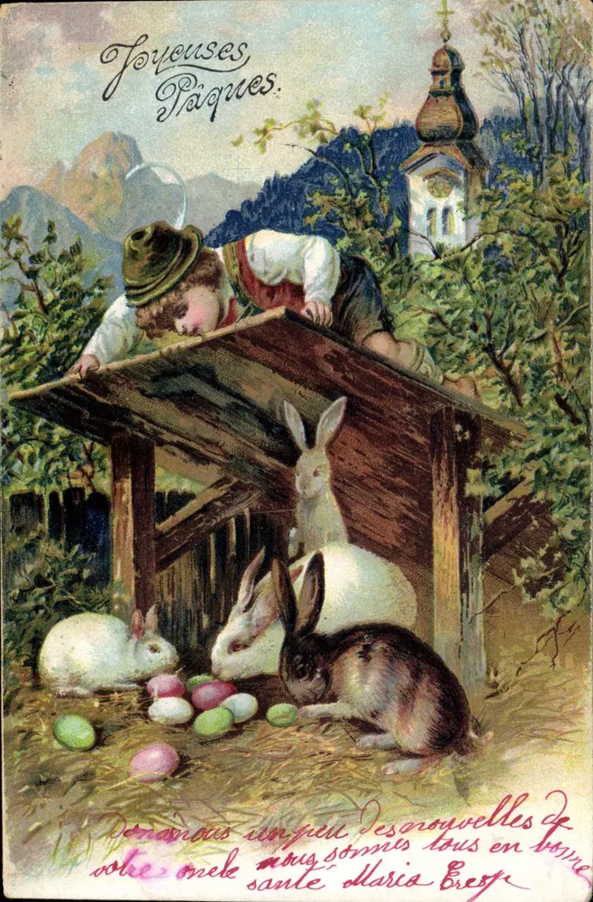 Crianças e coelhos — Páscoa — editor não identificado, série 2267 - Frente