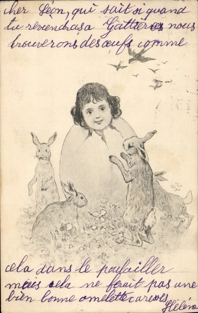 Crianças e coelhos — ilustração — editor não visível - Frente