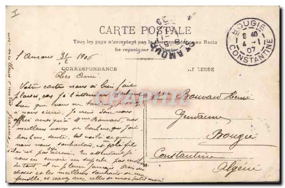Bom Ano — Envio para Saint-Amour — H. Marque, Paris - Verso