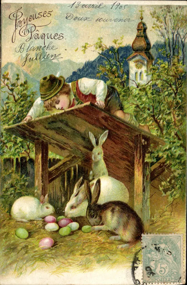 Páscoa — crianças e coelhos — Blanche Jullion - Frente