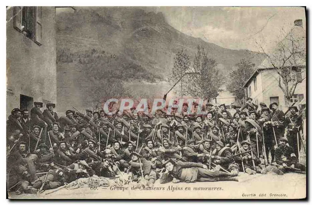 Gruppe Alpinisten in Manövern — Courtin édit Grenoble, n° 66 - Vorderseite