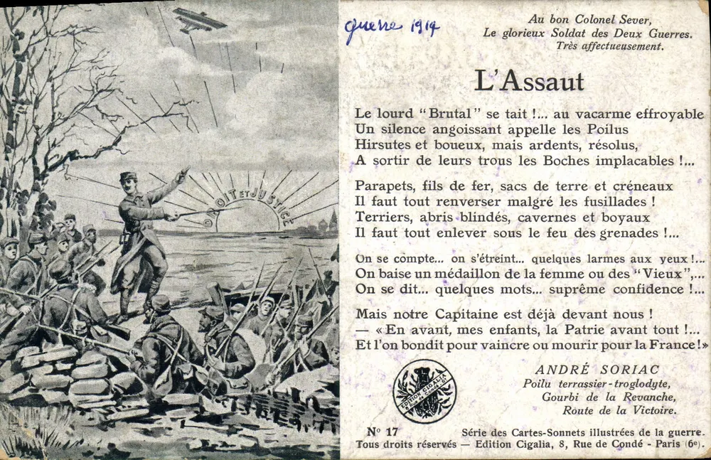 O Assalto — Série das Cartas-Sonnets ilustradas da guerra — Edição Cigalia, n°17 - Frente