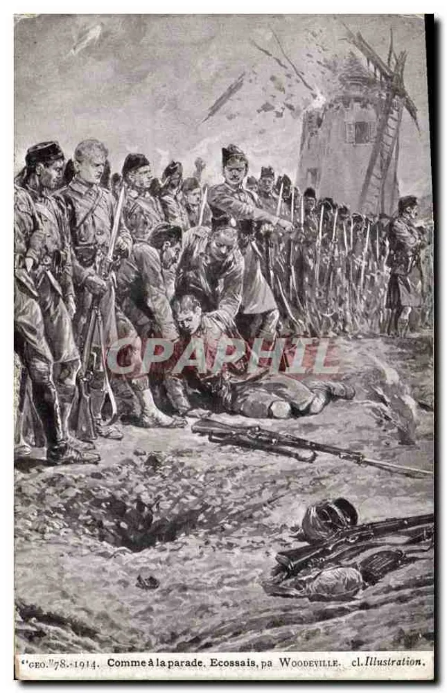 Schotten — Wie bei einer Parade — Illustration, cl. 78.1914, pa Woodewille - Vorderseite