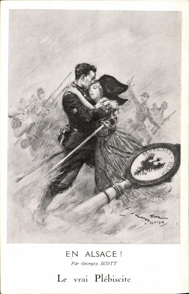 In Elsaß! — Das wahre Plebiscit — Von Georges Scott, unterschrieben am 2. April 1914 - Vorderseite