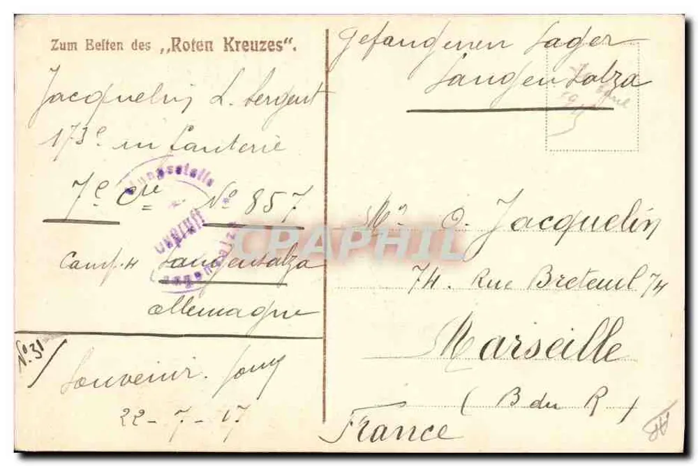 Soldado belga — caricatura — assinada 'Günthel' e datada 1914 - Verso