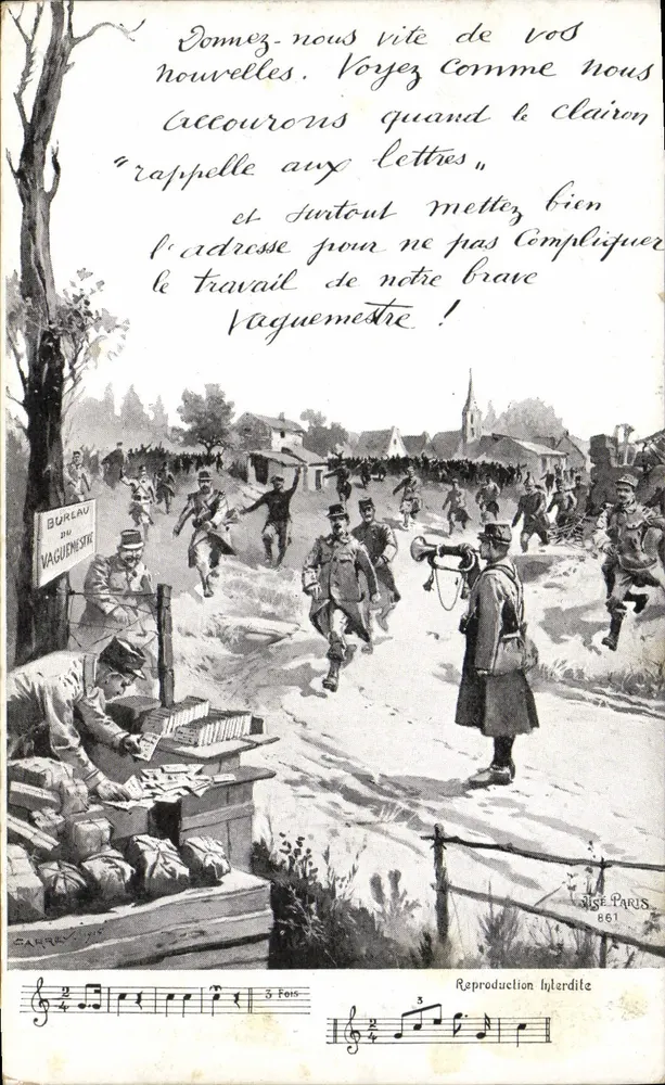 Bureau du Vaguemestre — Soldats en marche — JISÉ PARIS 661 - Recto