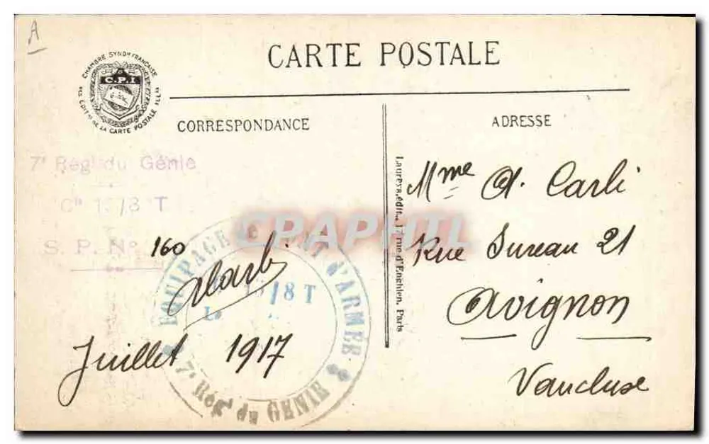 Bureau du Vaguemestre — Soldats en marche — JISÉ PARIS 661 - Verso