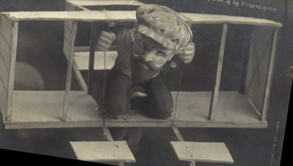 Pilot des französischen Fliegers — Figur in einem Doppeldeckerflugzeug — Verlag: MAQUETTE DE GIRIS - Vorderseite