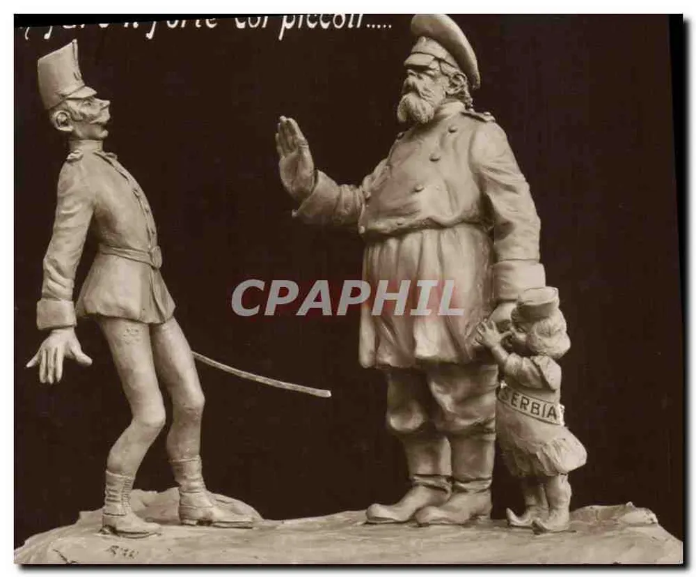 Soldado sérvio e soldado austríaco — caricatura política — C. Boeri, Rue Dragon, Paris - Frente