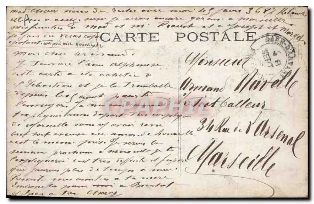 Soldado e crianças — caricatura — Walery, Paris - Verso