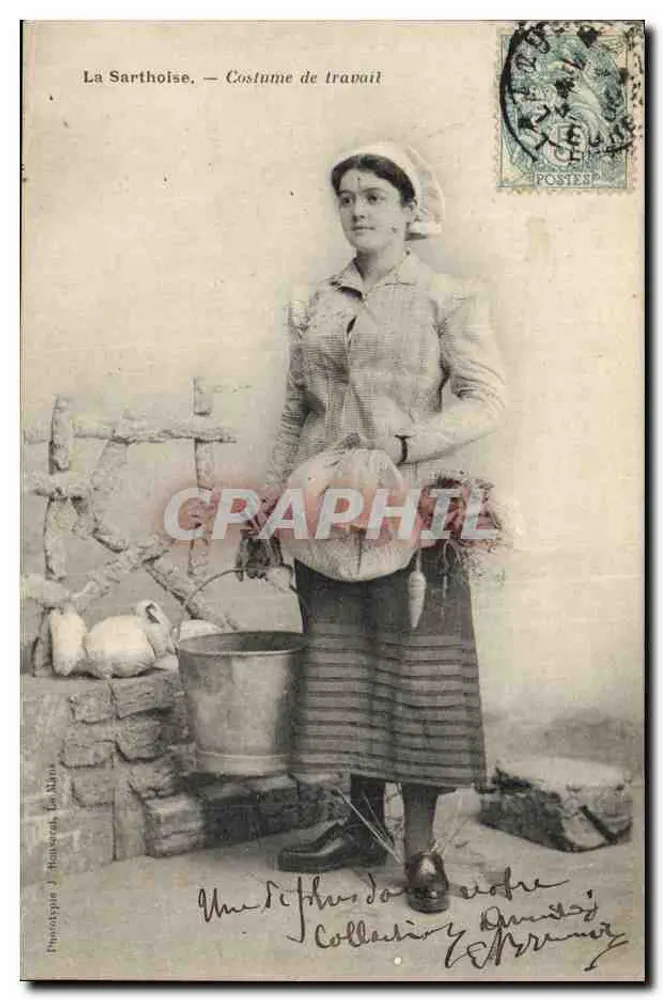 A Sartheoise — Traje de trabalho — Fotógrafo J. Beauregard, La Mée - Frente