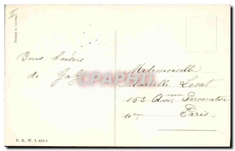 Jungmann, der eine Rose einer sitzenden jungen Frau anbietet — höfliche Szene — Verlag B. K. W. I. 404-4 - Rückseite