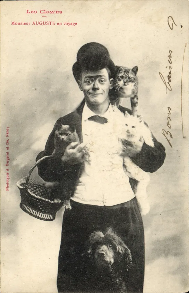 Clowns — Herr AUGUSTE auf Reise — Phototypie A. Bergeret et Cie, Nancy - Vorderseite