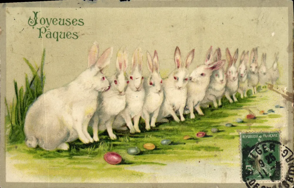 Coelhos — Feliz Páscoa — Editor desconhecido, número de série não visível - Frente