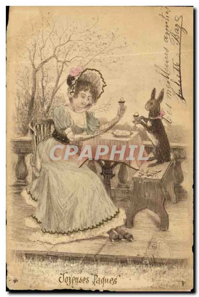 Jugend und Kaninchen — Frohe Ostern — anonymer Verleger, Seriennummer nicht sichtbar - Vorderseite