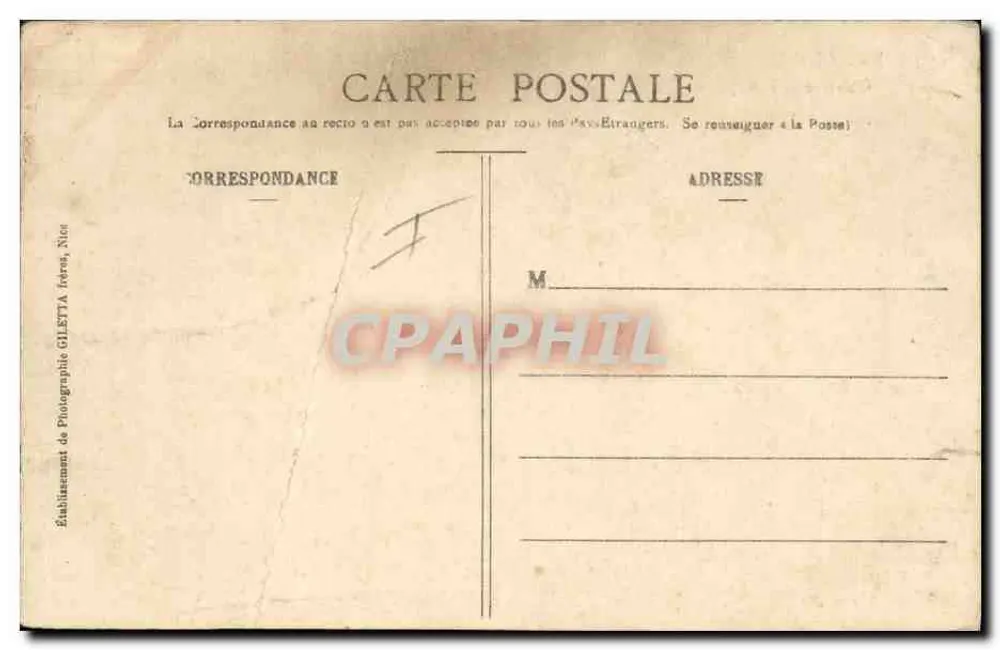Chasseurs Alpins — Fort de l'Alpine à Nice — Éditeur : Gileta, Nice - Verso