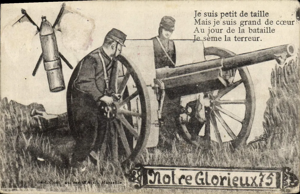 Canon de campagne — soldats en action — Éd. Coût, 45 rue d'Aix, Marseille - Frente