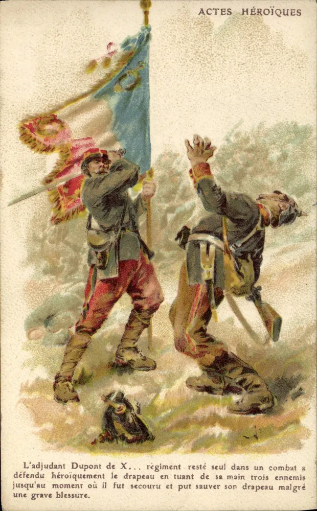 Atos Héroicos — O adjunto Dupont defende a bandeira — Série 228, N°3 - Frente
