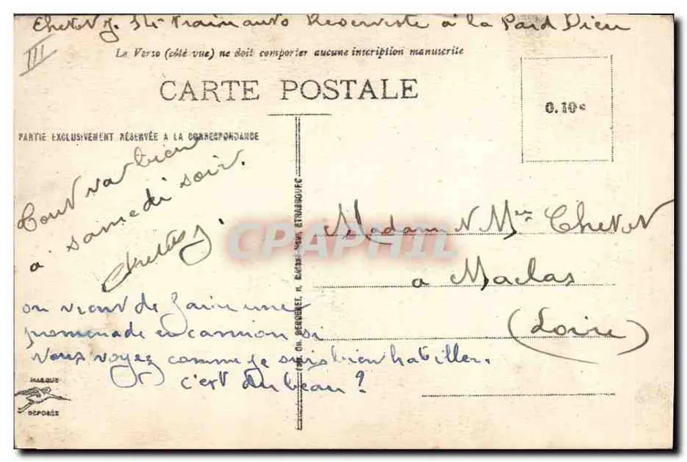 Soldat im Uniform — Brief vom Poilu — Chagriff. M. - Rückseite