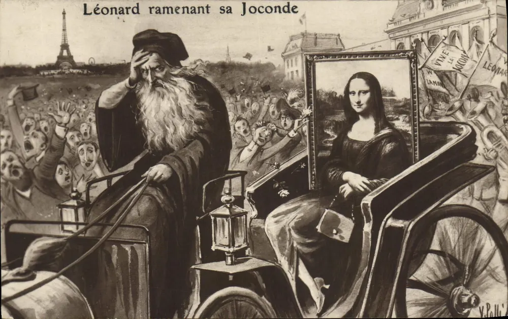 Leonardo bringt seine Mona Lisa — politische Karikatur — V. Palli - Vorderseite