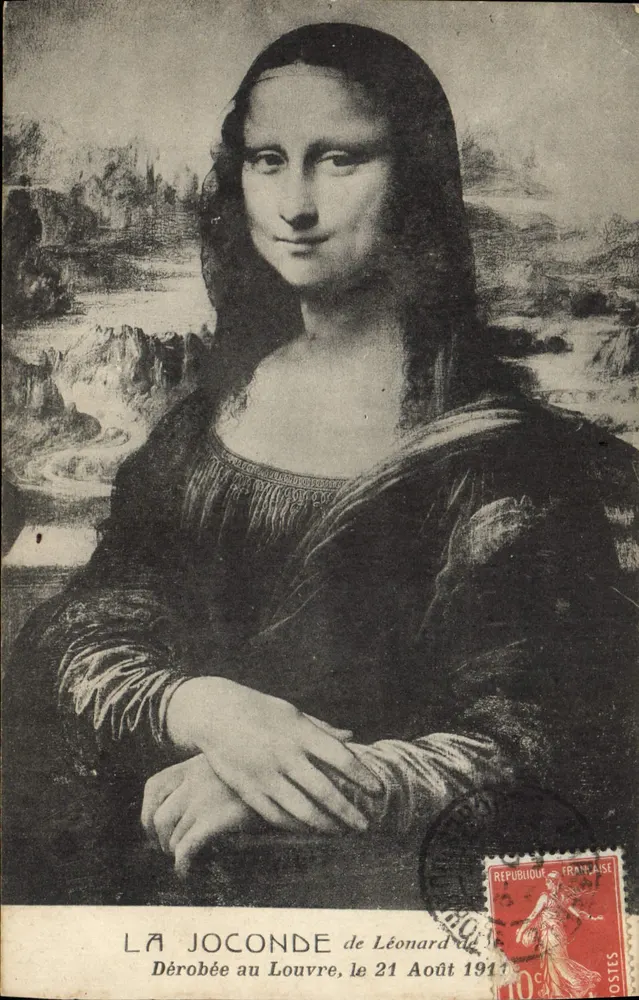 Die Mona Lisa von Leonardo da Vinci — Entwendet aus dem Louvre am 21. August 1911 — veröffentlicht von der französischen Republik - Vorderseite