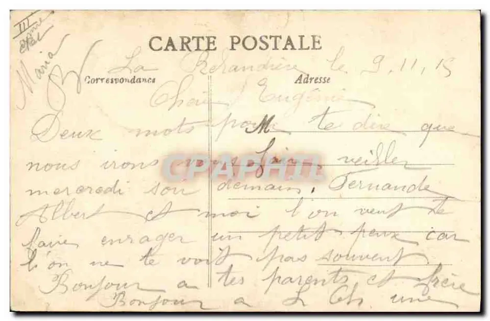 Coiffe et Costume des environs de THOUARS (D.-S.) — Dando-Berry 410 - Verso