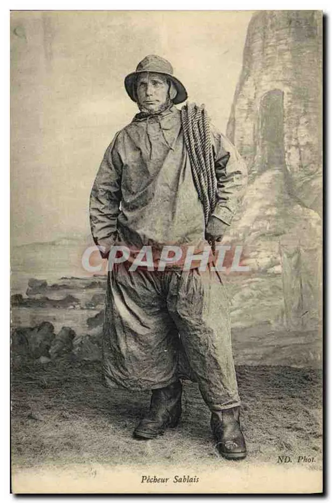 Pescador de Sablais — fotografia de pescador em traje de trabalho — ND. Fot. - Frente