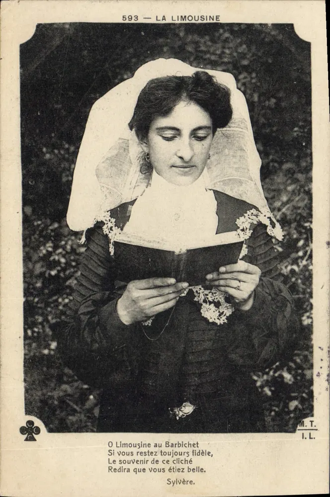 La Limousine — femme en voile lisant un livre — éditeur M.T. I.L. n°593 - Frente