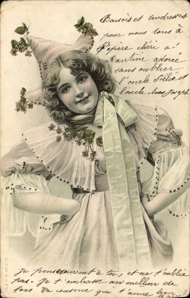 Junge Mädchen in Bauernkleidung — Verlag A&M B, Nr. 218 - Vorderseite
