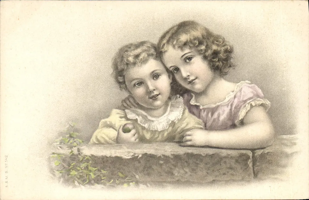 Zwei Kinder — Illustration — A.&M.B. N° 142 - Vorderseite