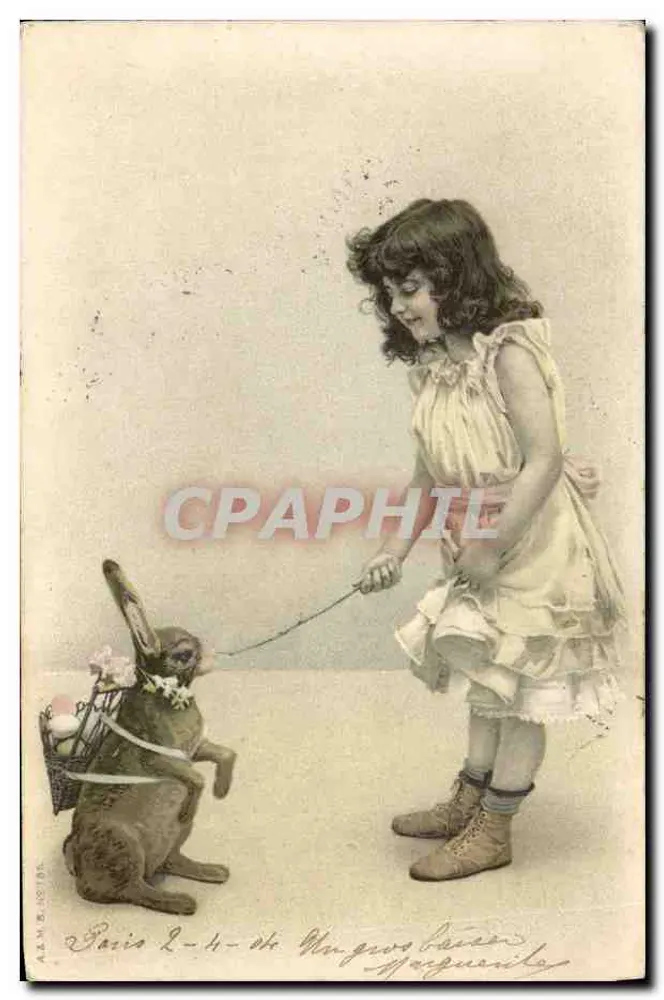 Mädchen mit Osterhase — Paris — Verlag A. M. B. Nr. 10310 - Vorderseite