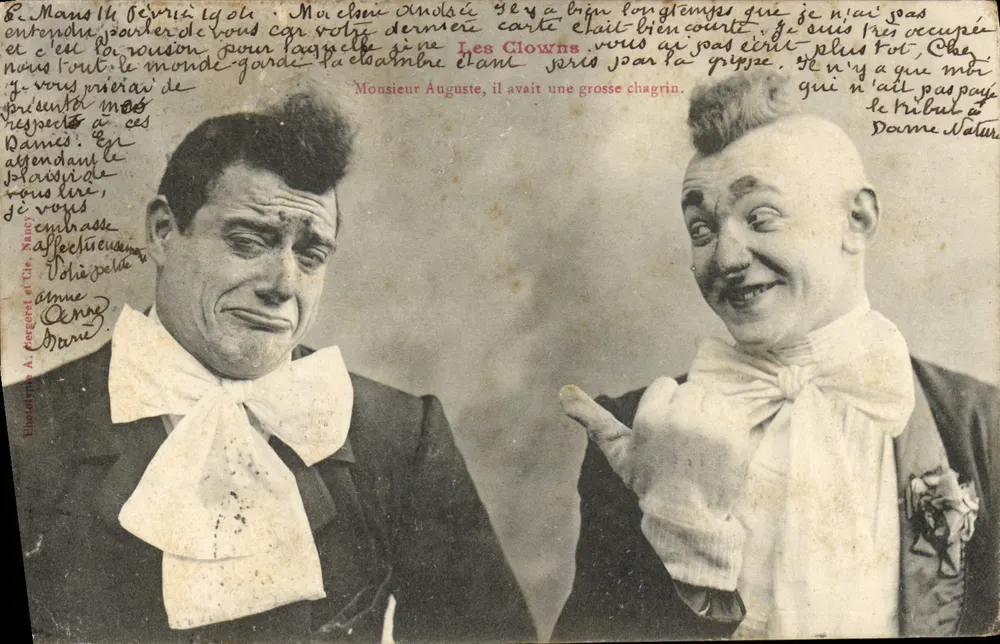 Les Clowns — scène de comédie avec deux personnages — éditeur E. Roumieux & Cie, Nancy - Vorderseite