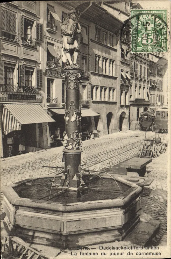 Bern — A fonte do tocador de corneta — Ed. Fot. Franco, Bern, n° 1045 - Frente